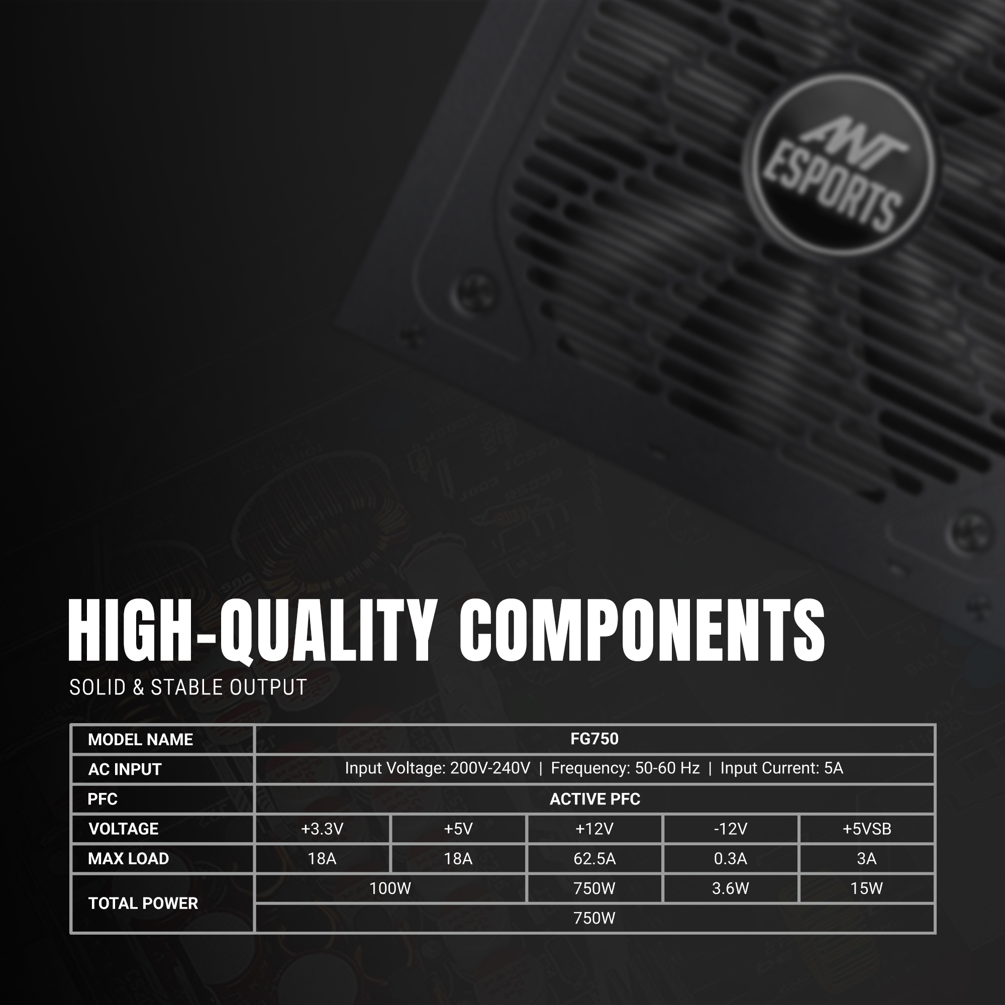 Ant Esports FG750 750 Watt 80 Plus Gold Power Supply-img(10)