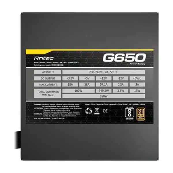 Antec G650 650 Watt 80 Plus Gold Semi Modular Power Supply image 9