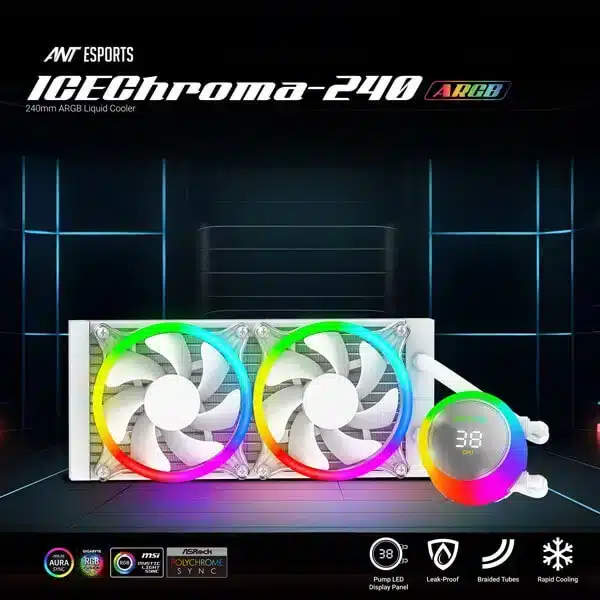 Ant Esports ICE Chroma 240 ARGB (White) AIO Liquid Cooler-img(6)