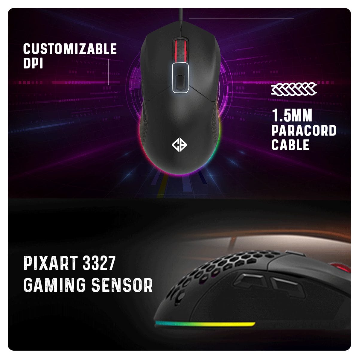 Cosmic Byte Firestorm RGB Wired Gaming Mouse (Black) image 6