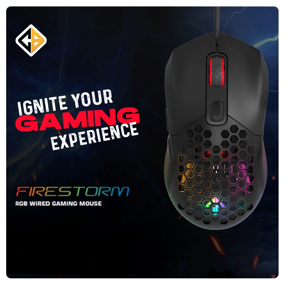Cosmic Byte Firestorm RGB Wired Gaming Mouse (Black) image 7