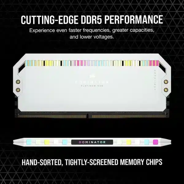 Corsair Dominator Platinum RGB 32GB (16GBx2) DDR5 6200MHz (White) DDR5 RAM Memory-img(2)