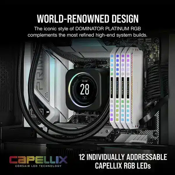 Corsair Dominator Platinum RGB 32GB (16GBx2) DDR5 6200MHz (White) DDR5 RAM Memory-img(3)