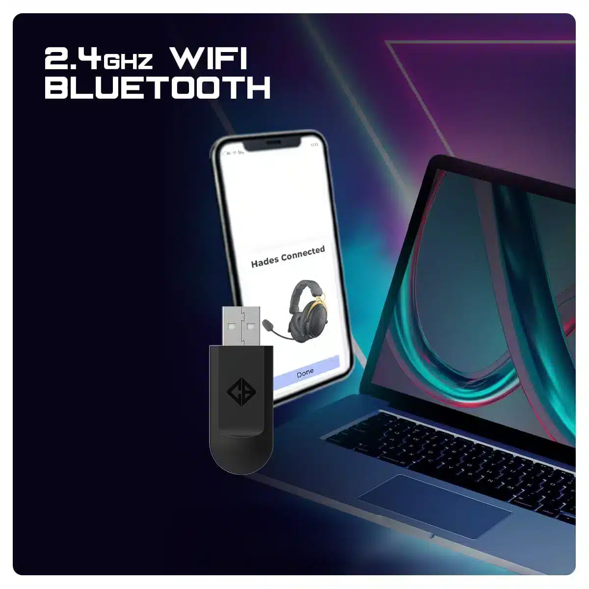 Cosmic Byte Hades 2.4Ghz Wireless + Bluetooth (Black) Headset Cosmic