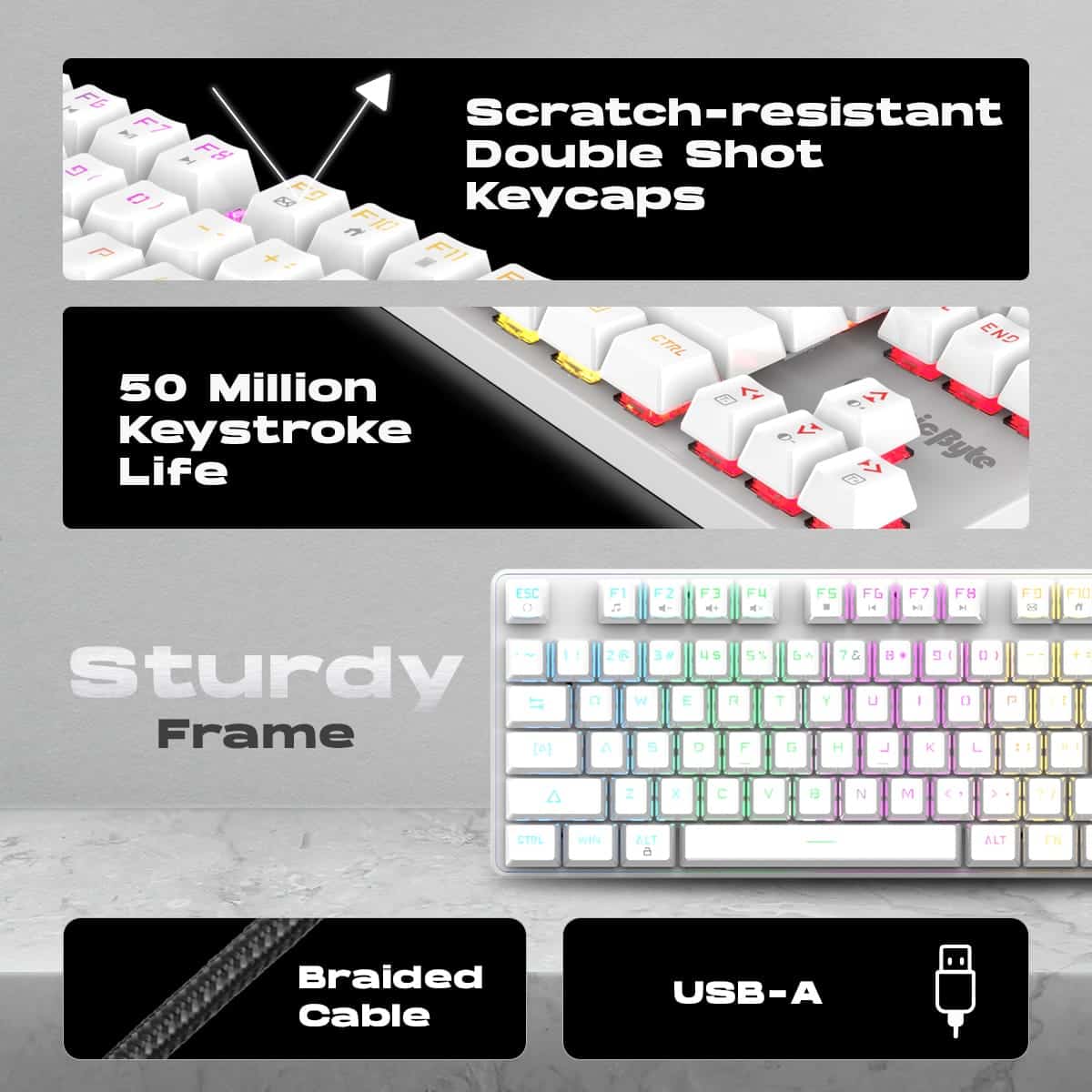 Cosmic Byte Firefly TKL Per Key RGB (CB-GK-37) (White) Red Switches Mechanical Keyboard image 9