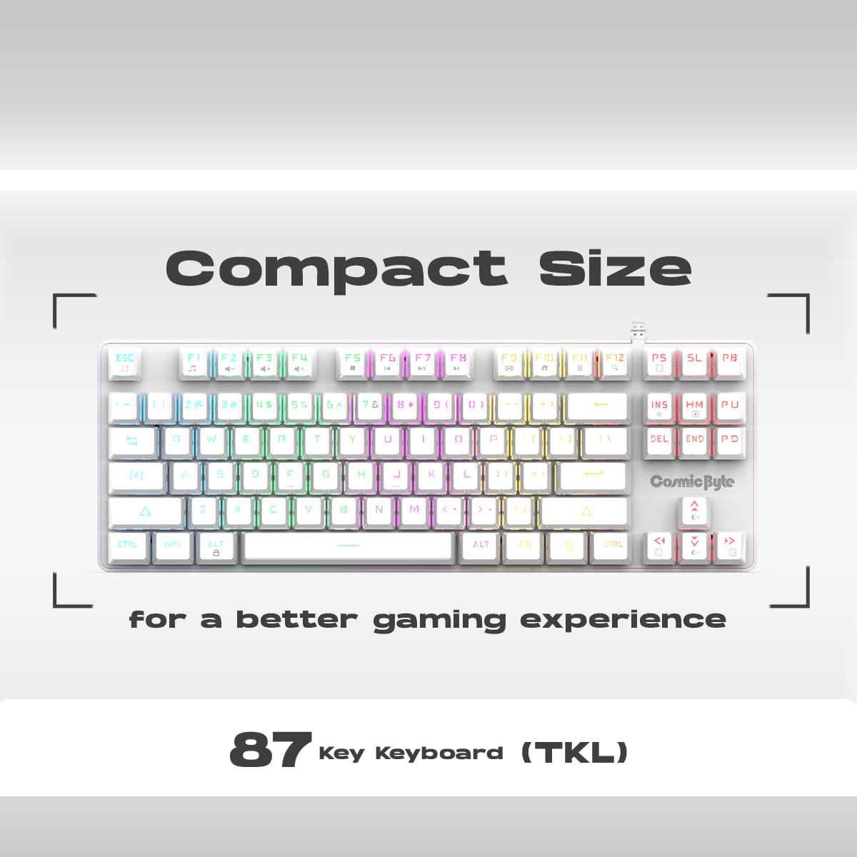 Cosmic Byte Firefly TKL Per Key RGB (CB-GK-37) (White) Red Switches Mechanical Keyboard