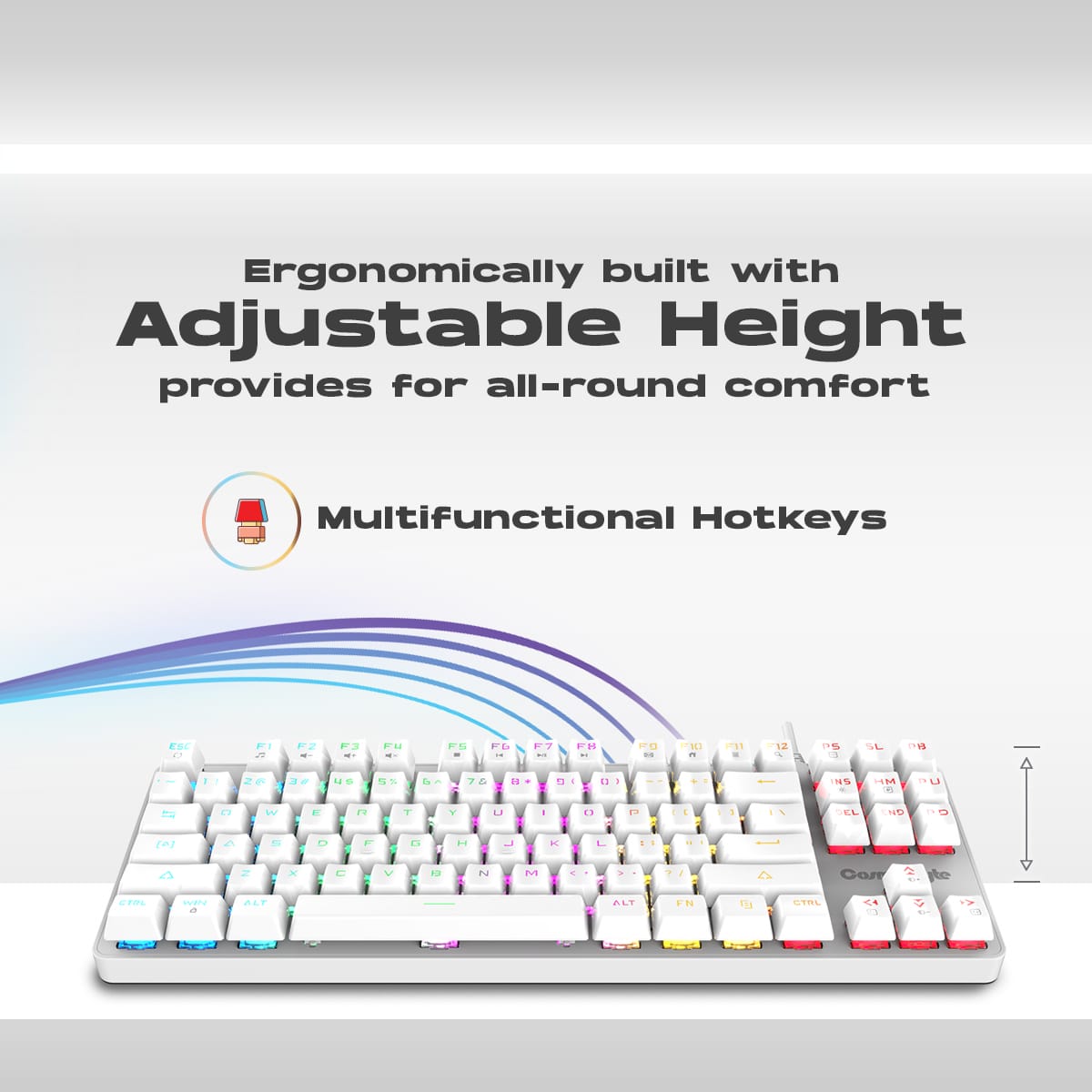 Cosmic Byte Firefly TKL Per Key RGB (CB-GK-37) (White) Red Switches Mechanical Keyboard image 7