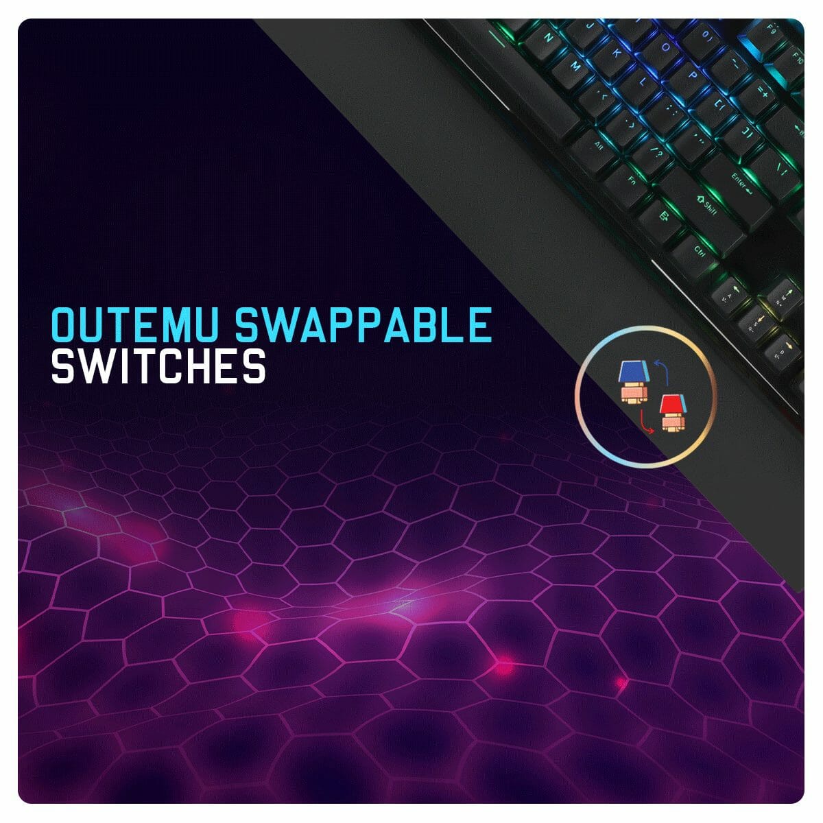 Cosmic Byte Black Eye Pro Per Key RGB (CB-GK-29) Blue Switches Mechanical Keyboard image 8