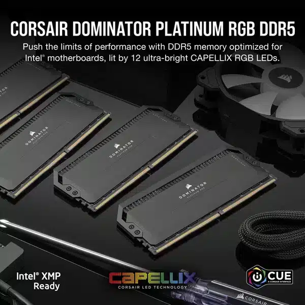 Corsair Dominator Platinum RGB 32GB (16GBx2) DDR5 6200MHz (Black) DDR5 RAM Memory-img(2)