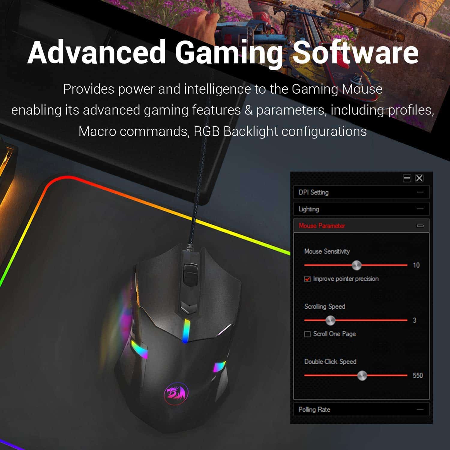 Redragon M601 RGB Blacklit 7200 DPI USB Gaming Mouse image 7