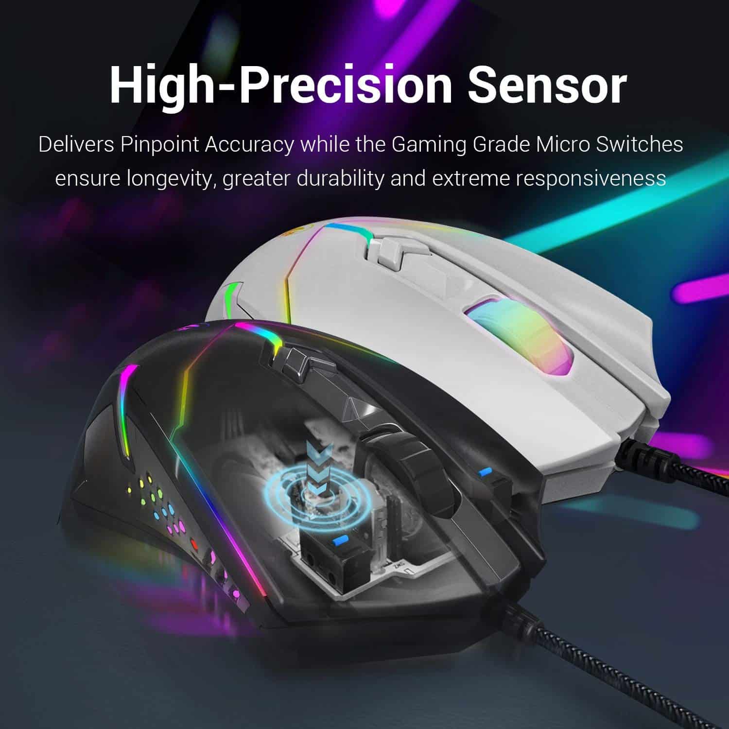 Redragon M601 RGB Blacklit 7200 DPI USB Gaming Mouse