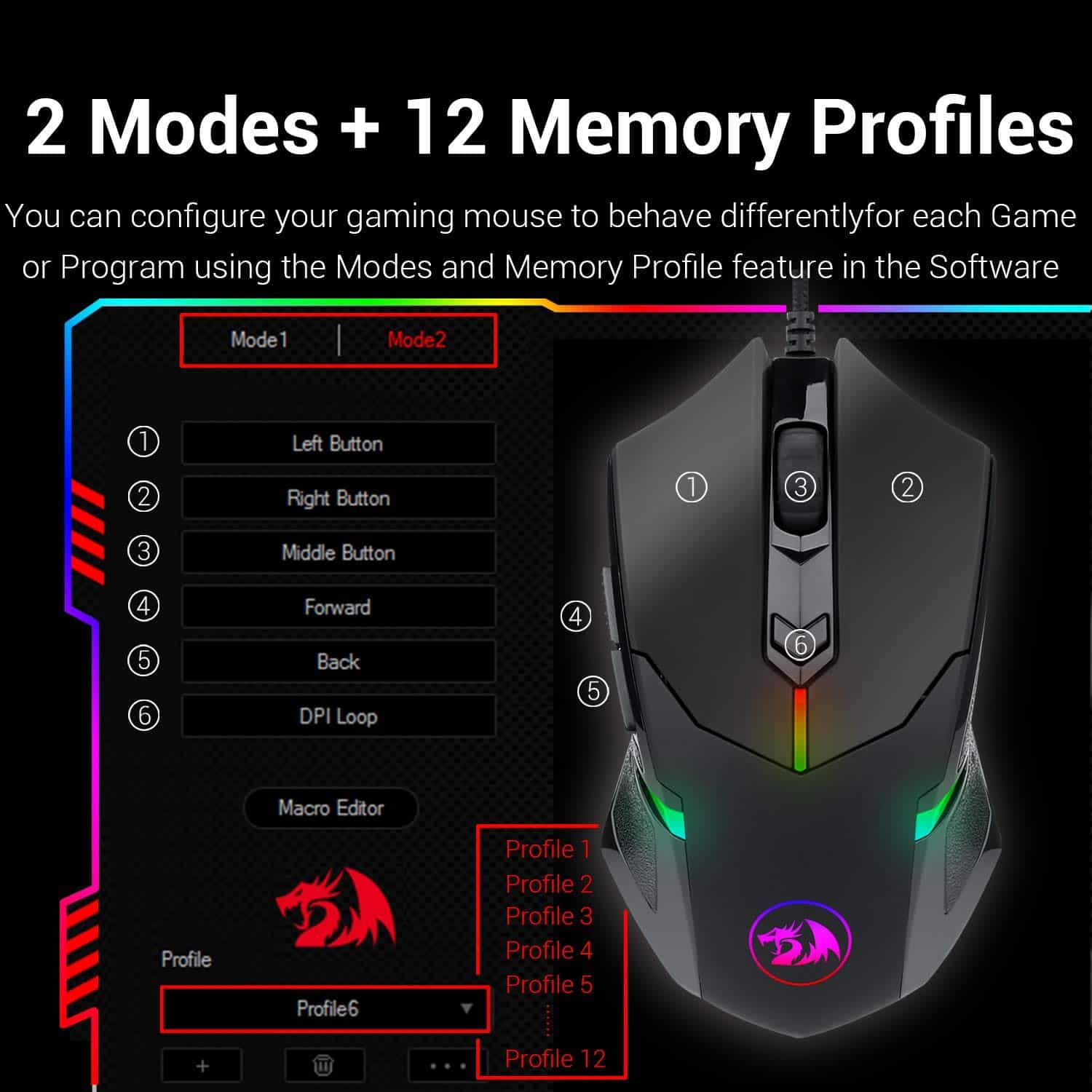 Redragon M601 RGB Blacklit 7200 DPI USB Gaming Mouse image 6