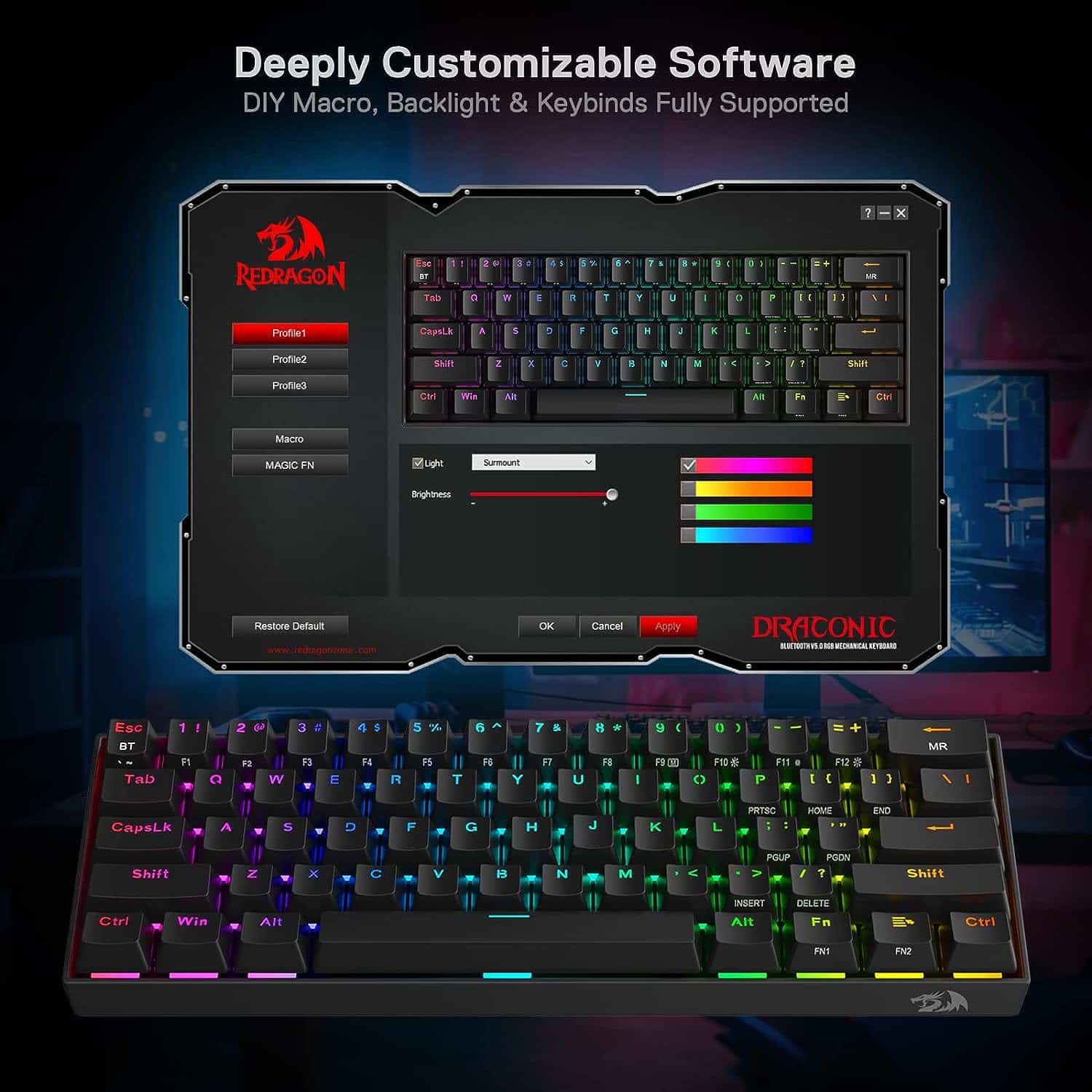 Redragon K530 Pro Draconic 60% Wireless RGB Mechanical Keyboard image 8