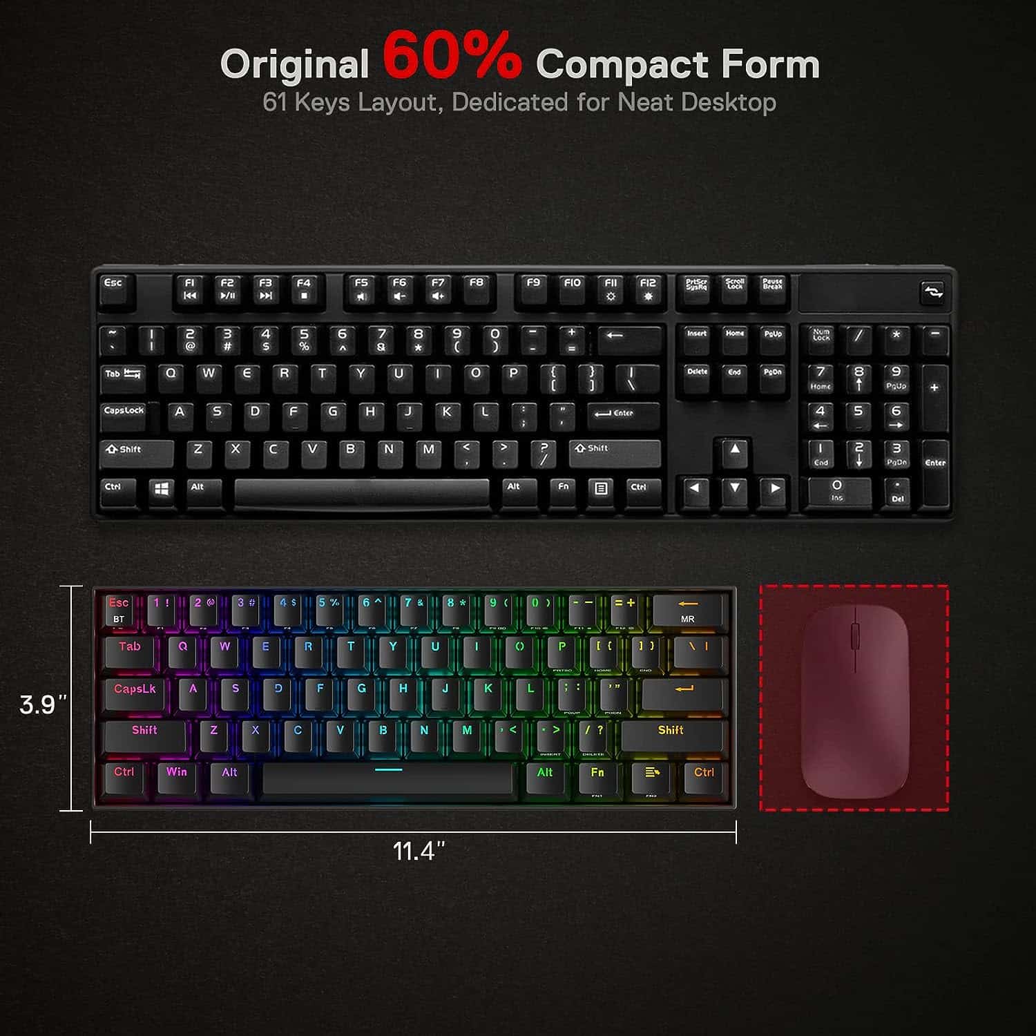 Redragon K530 Pro Draconic 60% Wireless RGB Mechanical Keyboard modxcomputers