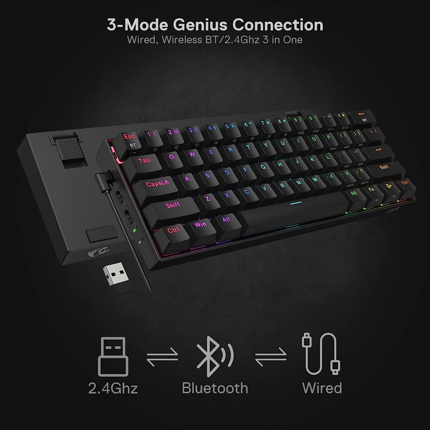 Redragon K530 Pro Draconic 60% Wireless RGB Mechanical Keyboard