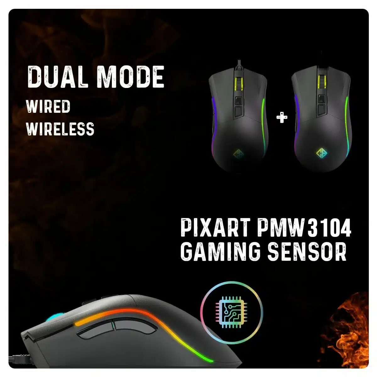 Cosmic Byte Hellfire RGB Wireless + Wired Dual Mode Gaming Mouse