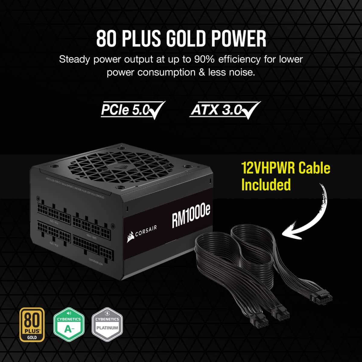 Corsair RM1000e ATX 3.0 1000 Watt 80 Plus Gold Fully Modular Power Supply modxcomputers