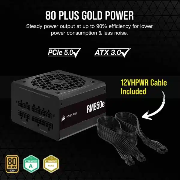 Corsair RM850e ATX 3.0 850 Watt 80 Plus Gold Fully Modular Power Supply-img(3)