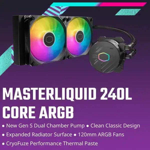 Cooler Master MasterLiquid 240L Core ARGB (Black) AIO Liquid Cooler image 6