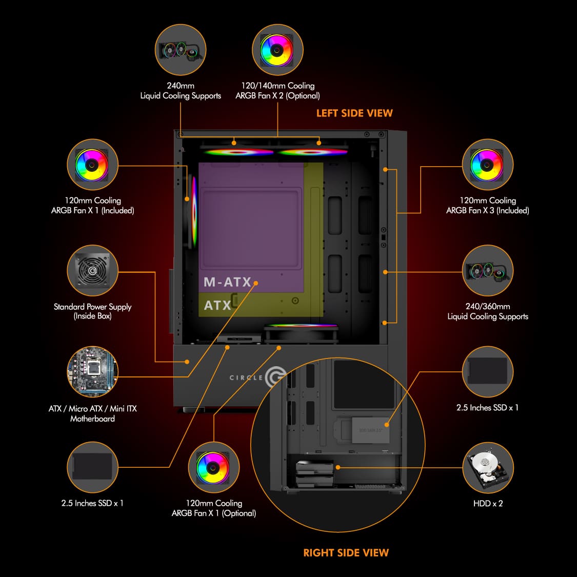 Circle Elegantor X5 ARGB (Black) Cabinet-img(7)