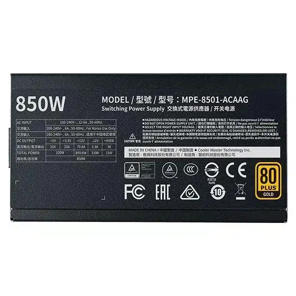 Cooler Master MWE 850 V2 850 Watt 80 Plus Gold Fully Modular