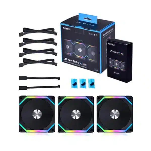 Lian Li UNI Fan SL V2 120 ARGB Cabinet Fan With Controller - Black (Triple Pack)-img(3)
