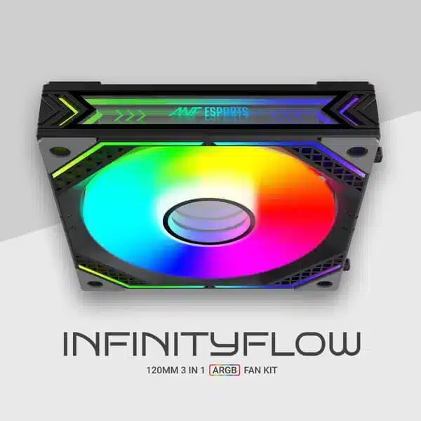 Ant Esports Infinity Flow 120mm ARGB Cabinet Fan (Triple Pack) (Black) image 8