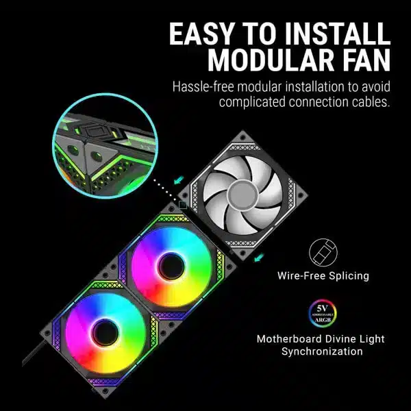 Ant Esports Infinity Flow 120mm ARGB Cabinet Fan (Triple Pack) (Black) image 13