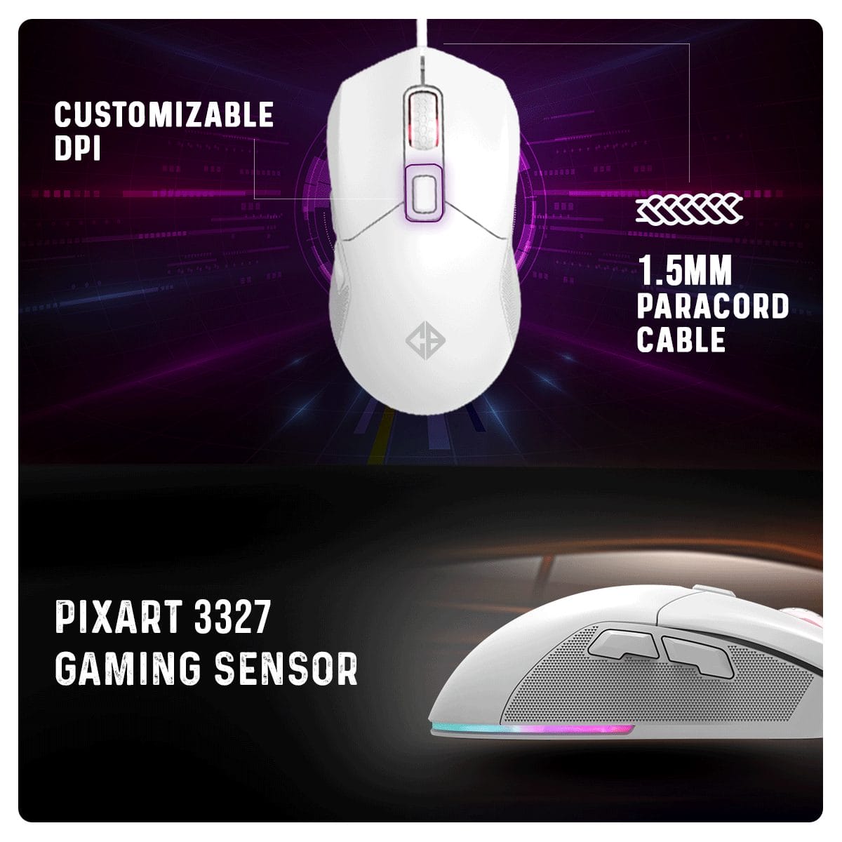 Cosmic Byte Firestorm RGB Wired Gaming Mouse (White) Byte