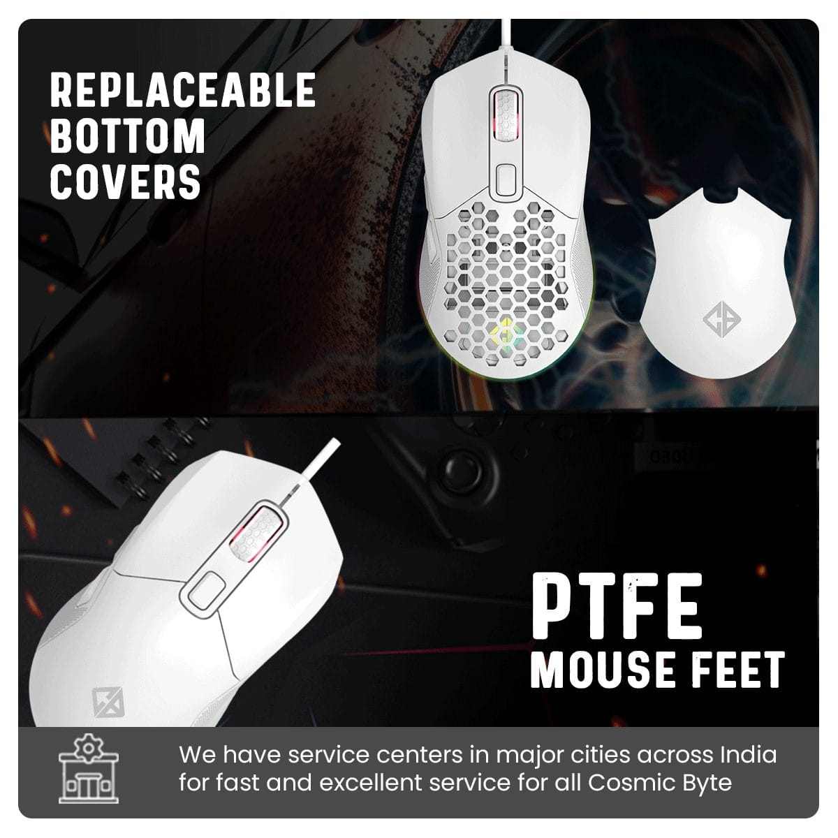 Cosmic Byte Firestorm RGB Wired Gaming Mouse (White) modxcomputers