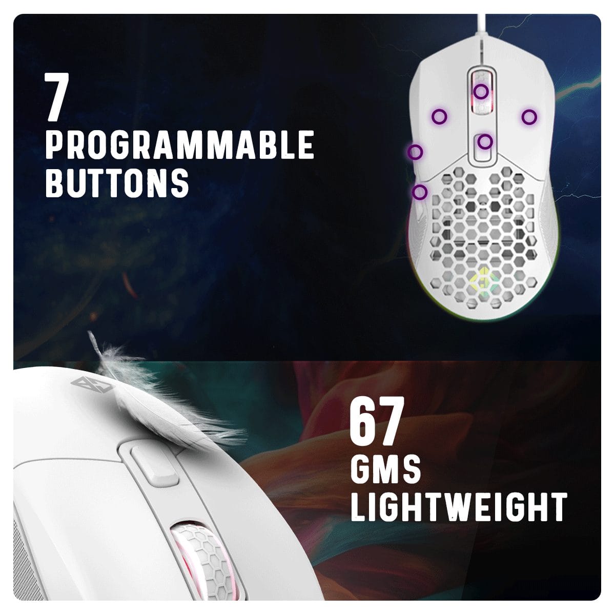 Cosmic Byte Firestorm RGB Wired Gaming Mouse (White) image 6
