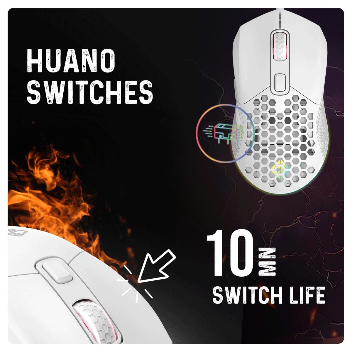 Cosmic Byte Firestorm RGB Wired Gaming Mouse (White) Cosmic
