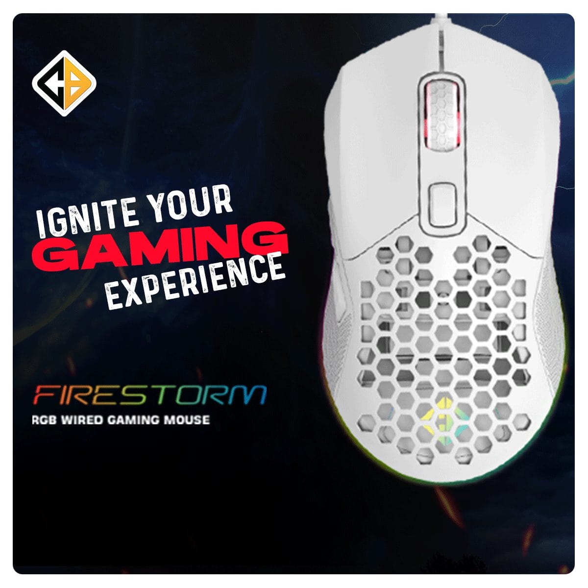 Cosmic Byte Firestorm RGB Wired Gaming Mouse (White) image 7