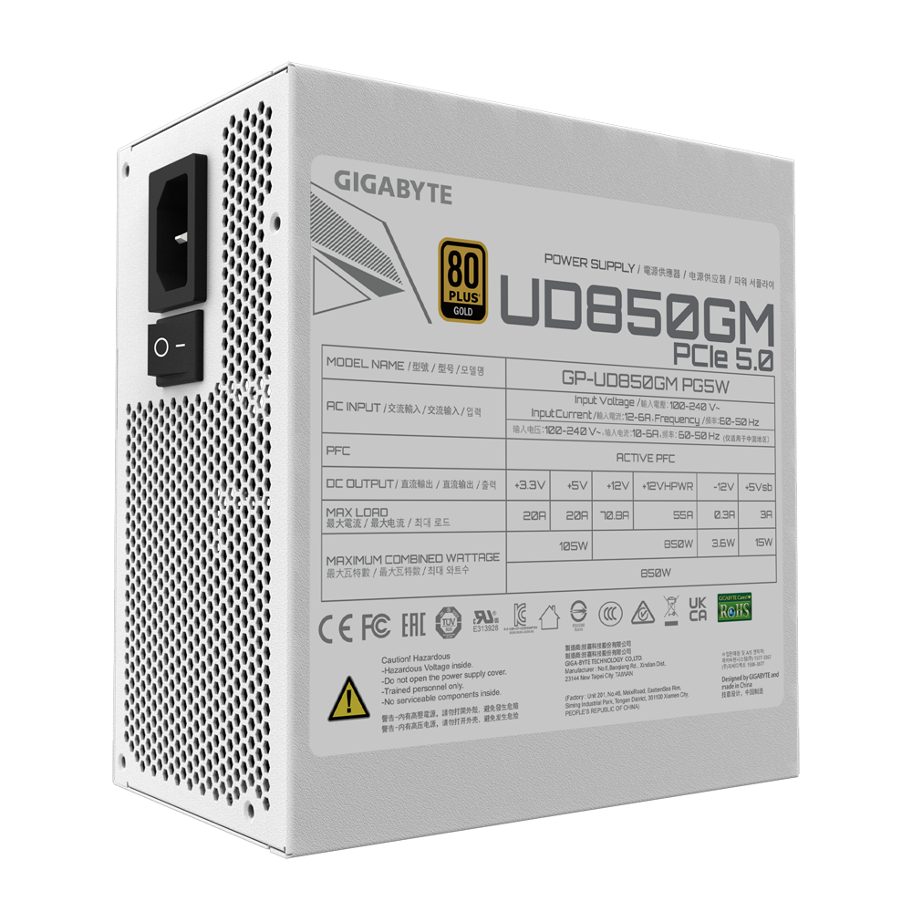 Buy Gigabyte UD850GM PG5 ATX 3.0 850 Watt 80 Plus Gold Fully Modular (White)