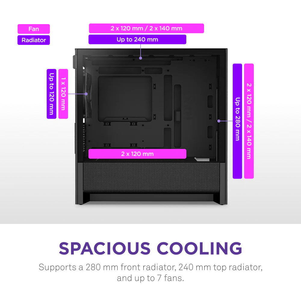 NZXT H3 Flow Micro-ATX Mid Tower (Black) modxcomputers