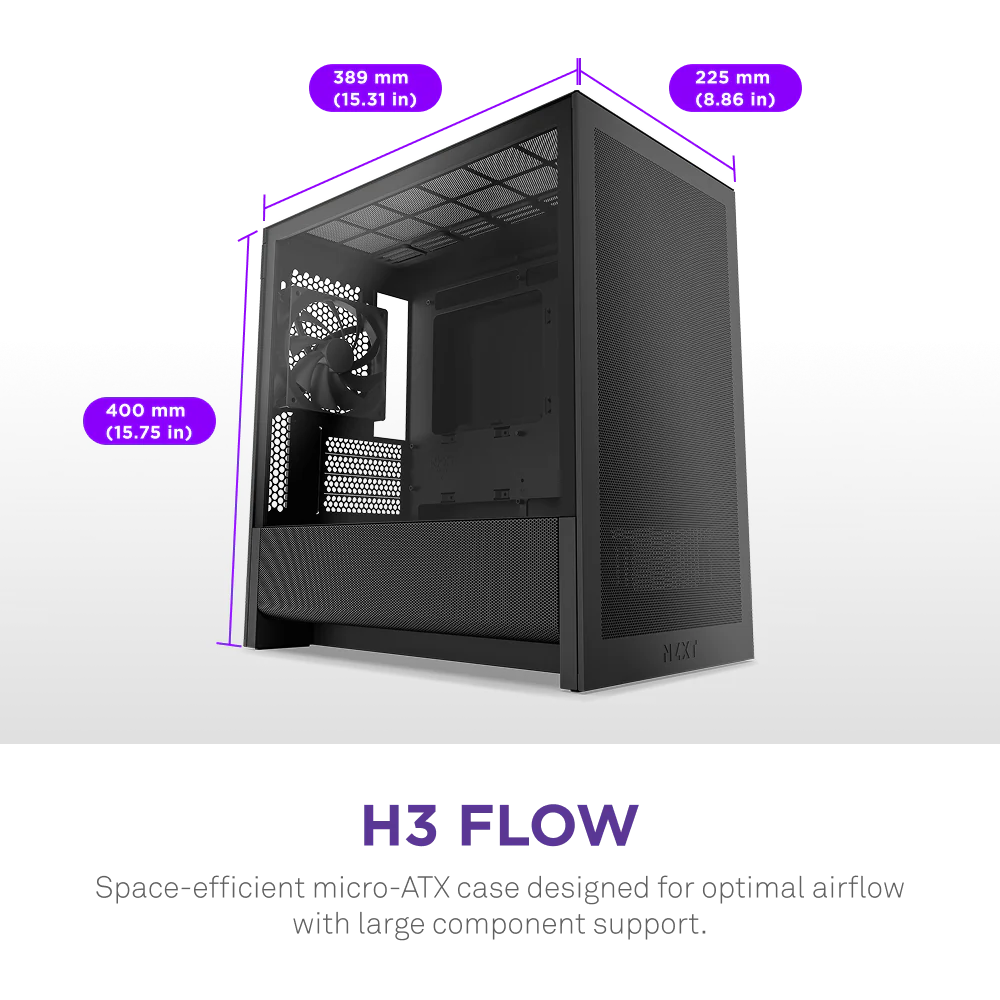 NZXT H3 Flow Micro-ATX Mid Tower (Black)