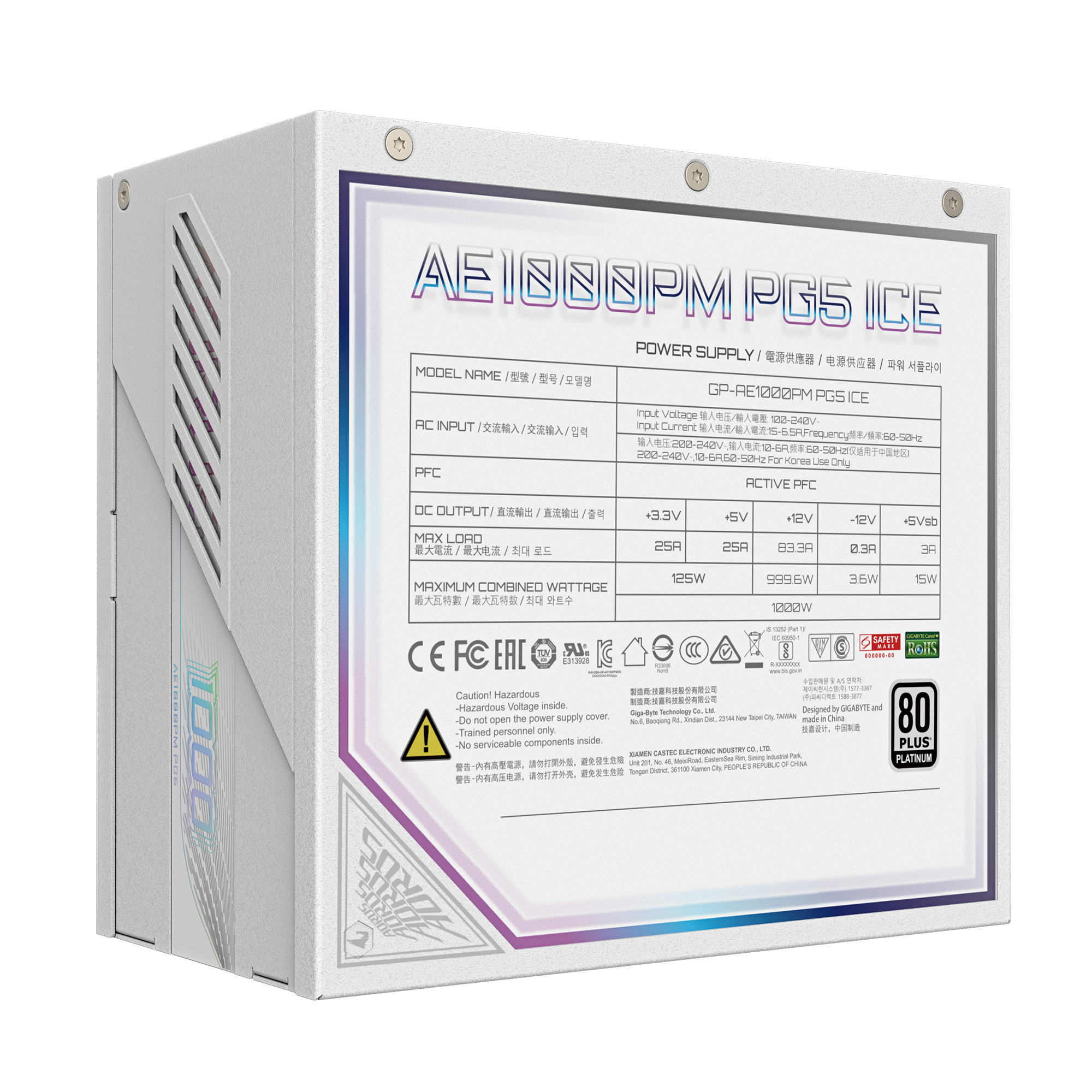 Gigabyte Aorus Elite P1000W PG5 ICE ATX 3.1 1000 Watts 80 Plus Platinum Fully Modular (White) image 7