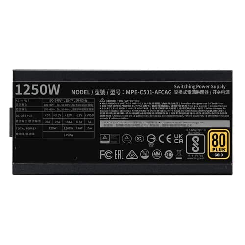 Buy Cooler Master MWE 1250 V2 ATX 3.1 1250 Watt 80 Plus Gold Fully Modular