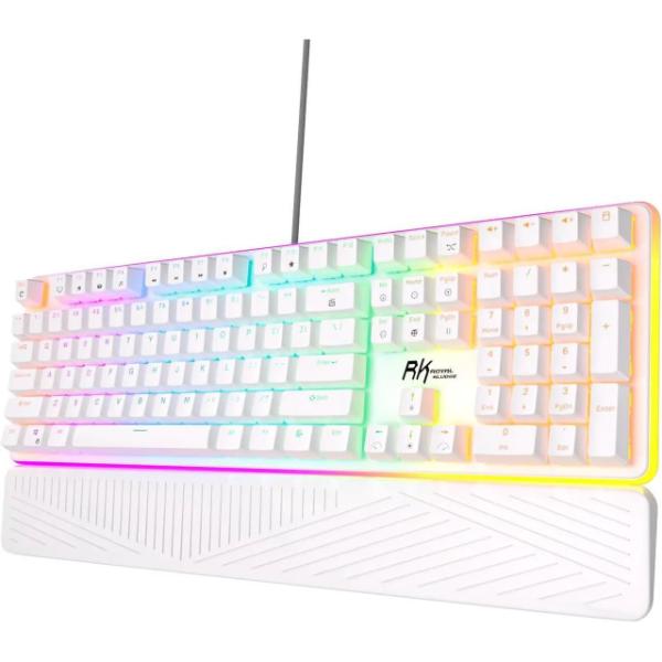 Royal Kludge RK918 Full Size Wired Mechanical Gaming Keyboard (Blue Switches) (White) Royal