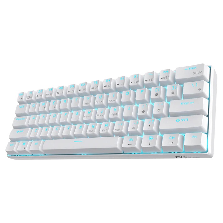 Royal Kludge RK61 60% Wireless Mechanical Gaming Keyboard (Red Switches) (White) Royal