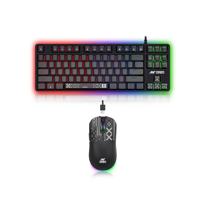 Ant Esports Thunder 20, Wired Mechanical Gaming Keyboard and Mouse Combo (Red Switches) (Black)