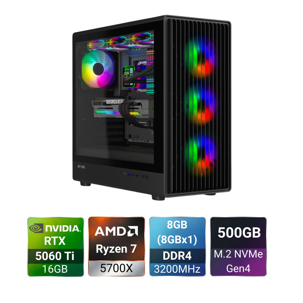 Strike R7 5700X + RTX 5060 Ti 16GB Shadow Gaming PC Build