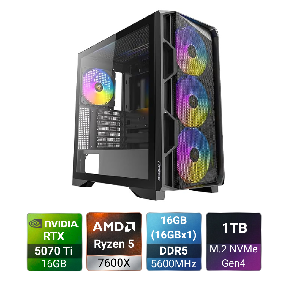 BattleZone R5 7600X + RTX 5070 Ti Shadow Gaming PC Build