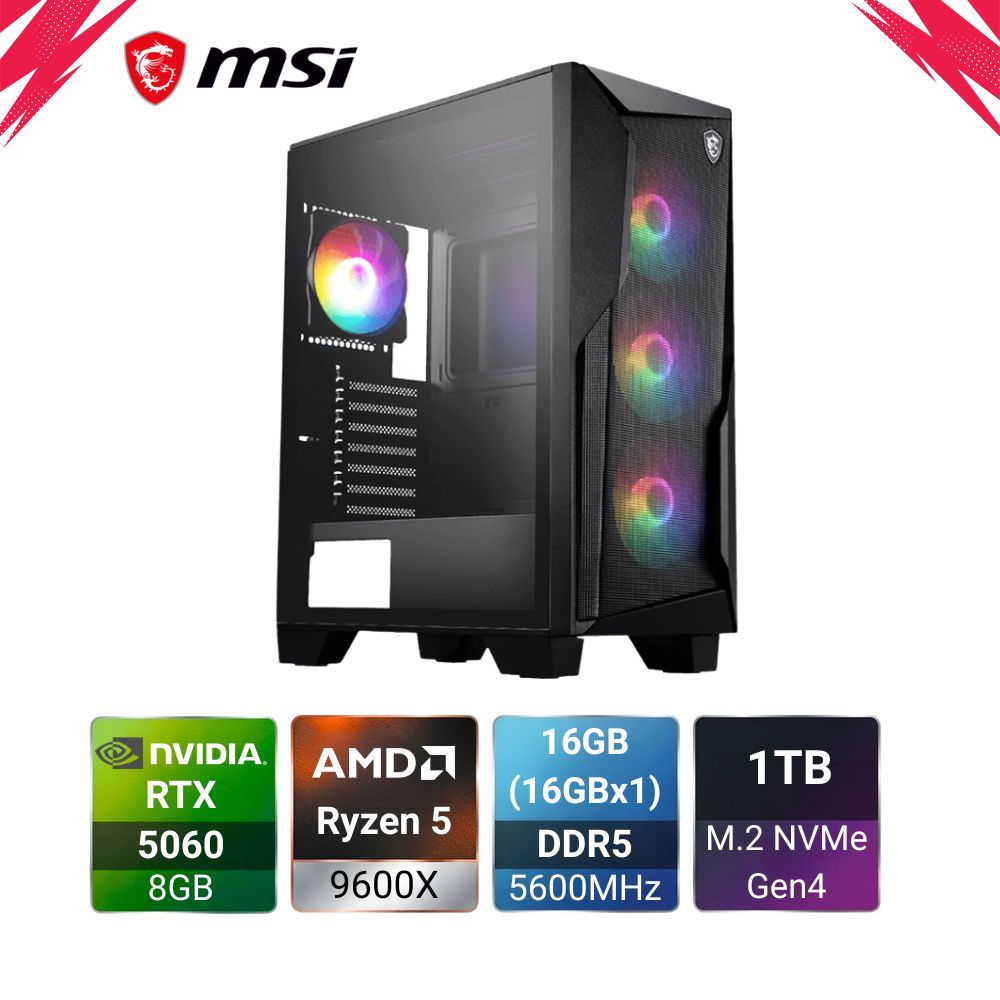 Cyber M1 R5 9600X + RTX 5060 MSI PC Build