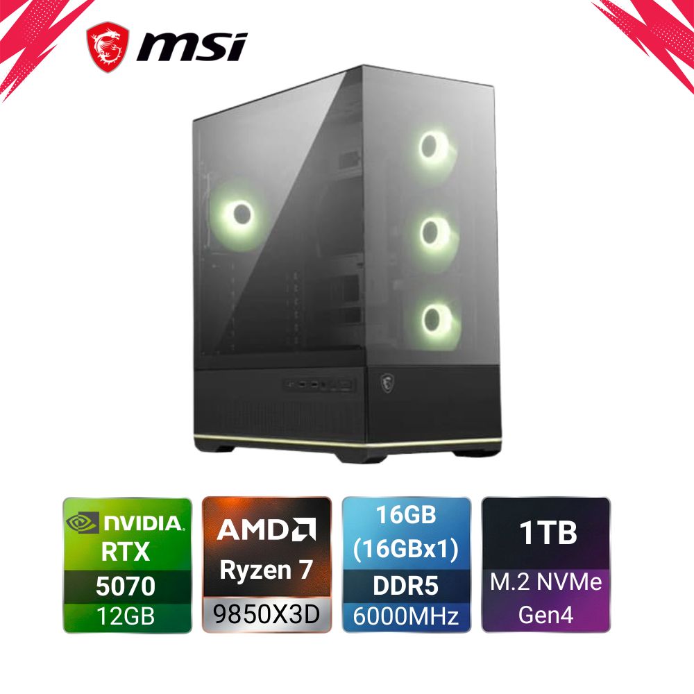 Inferno M4 R7 9850X3D + RTX 5070 12GB MSI PC Build