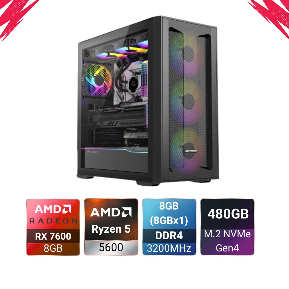 Stealth R5 5600 + RX 7600 Pro PC Build