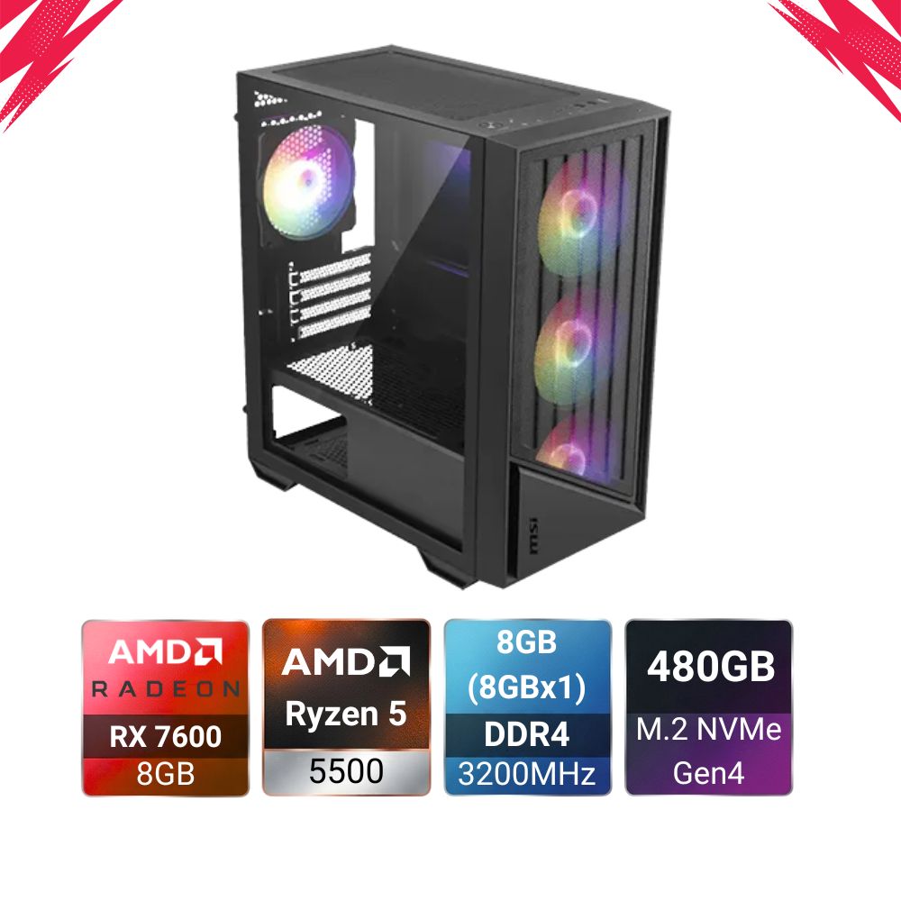 Nova R5 5500 + RX 7600 Shadow PC Build